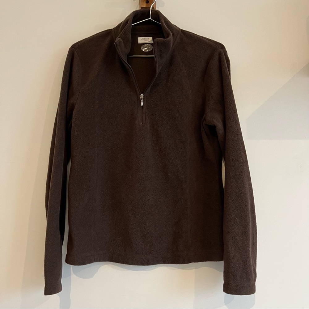 Danskin brown cozy fleece quarter-zip
